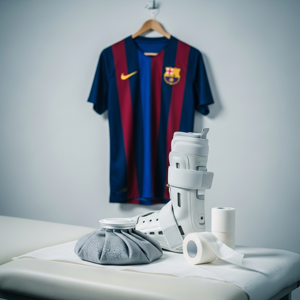 Pedri fra FC Barcelona tager sig til låret efter en muskelskade, der holder ham ude i flere uger.